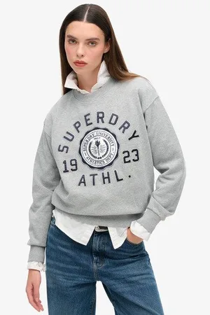 Superdry Ladies Classic College Script Loose Sweatshirt, , Size: 10
