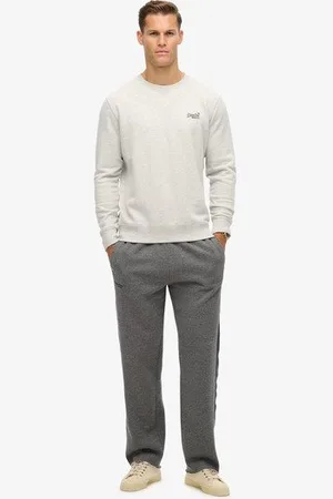 Superdry Mens Classic Essential Logo Straight Joggers, Grey and Navy Blue, Size: XL