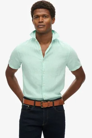 Superdry Mens Slim Fit Studios Casual Linen Shirt, , Size: XL
