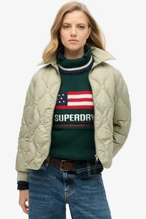 Superdry Ladies Lightweight Quilted Studios Cropped Liner Jacket, , Size: 16