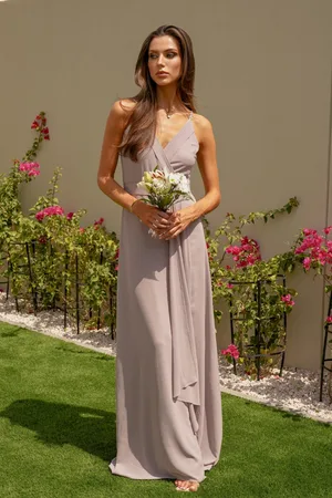 Waterfall Hem Belted Ponte Jersey Maxi Dress