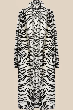 The Attico White and black long fur coat