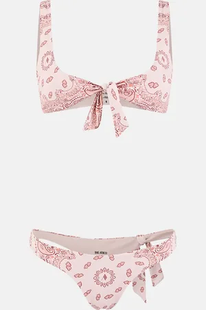 The Attico Powder green, orange and mauve bikini