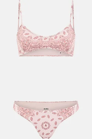 The Attico Powder green, orange and mauve bikini