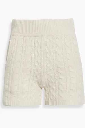 Pierce cable-knit cashmere shorts - White - S