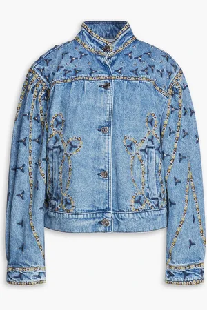 Sandro Embellished studded jacket - Blue - FR 42