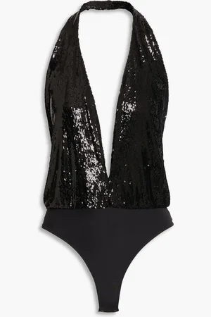 Halston Heritage Cary sequined mesh halterneck bodysuit - - US 14