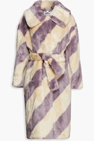 Jakke Katrina striped faux fur coat - Purple - UK 12