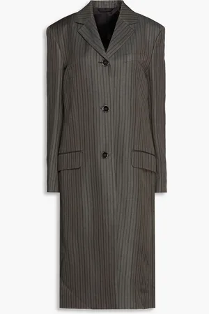 Acne Studios Striped linen-blend twill coat - Gray - DE 34