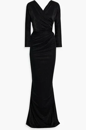 RHEA COSTA Wrap-effect glittered jersey gown - - IT 40