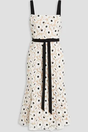 Oscar de la Renta Bow-embellished guipure lace midi dress - - US 10