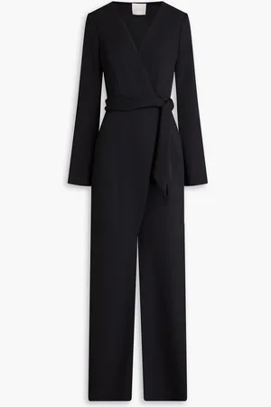 GALVAN Dobby wrap-effect textured-crepe jumpsuit - - FR 34