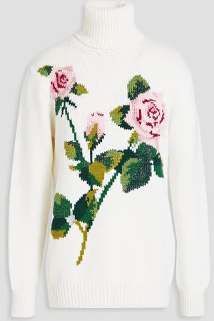 Dolce & Gabbana Floral intarsia wool-blend turtleneck sweater - - IT 36
