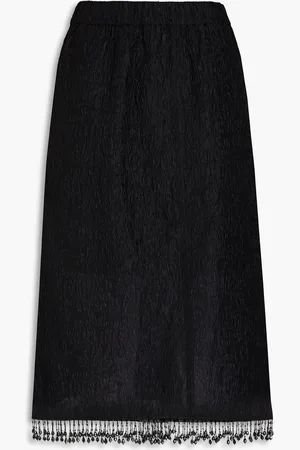 Ganni Fringed embellished cloqué midi skirt - - DE 38