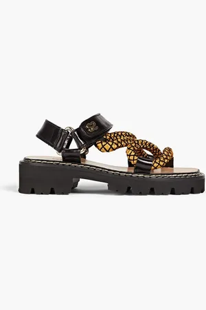 Sandro Metallic braided cord and leather slingback sandals - - EU 37