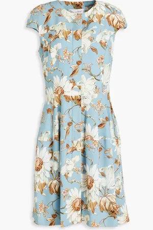 Oscar de la Renta Floral-print crepe dress - Blue - US 10