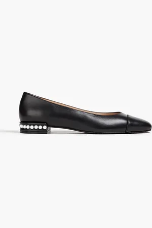 Stuart Weitzman Faux pearl-embellished leather ballet flats - - EU 36