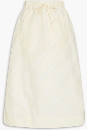 Ganni Striped taffeta midi skirt - Neutral - DE 40