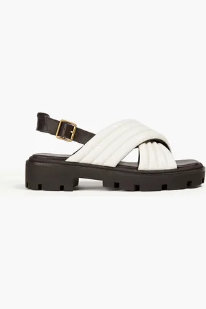 Tory Burch Quilted leather slingback sandals - White - US 11