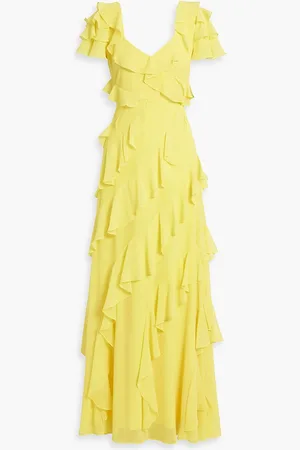 Badgley Mischka Ruffled crepe maxi dress - - US 2