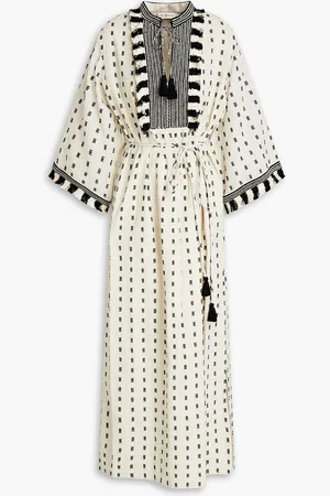 Tory Burch Tasseled embroidered cotton kaftan - White - US 00
