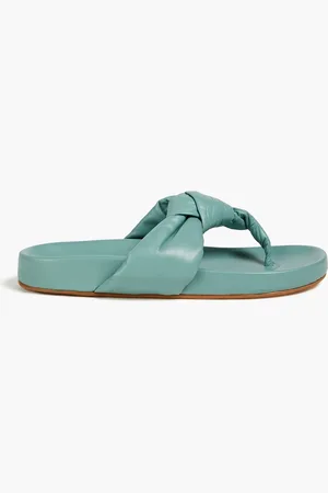 Nell Green Terry Towelling Platform Wedge Flip Flop Sandals