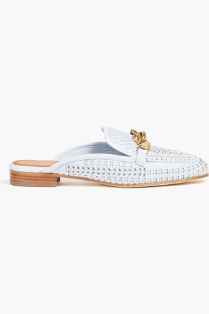 Tory Burch Jessa embellished woven leather mules - Blue - US 5.5