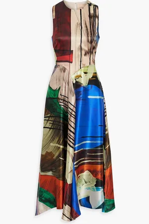 Roksanda Printed silk-satin midi dress - - UK 6