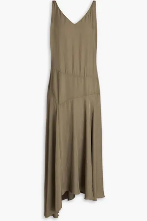 THEORY Washed twill midi dress - Green - US 8