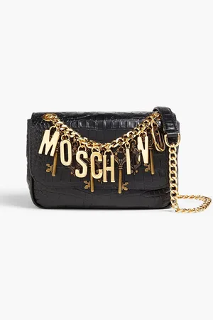 Moschino Embellished croc-effect leather shoulder bag - - OneSize