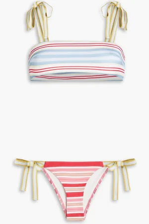 ZIMMERMANN Grosgrain-trimmed striped bikini - Blue - 1