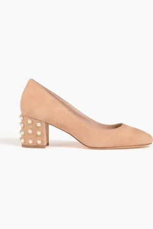 Stuart Weitzman All Pearls 60 embellished suede pumps - Brown - EU 35.5