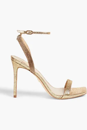 Sam Edelman Ophelia embellished metallic lizard-effect leather sandals - Metallic - US 6