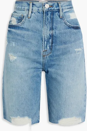 Frame Le Vintage Bermuda distressed denim shorts - Blue - 24