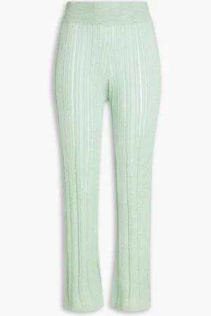 Cult Gaia Laurel ribbed-knit straight-leg pants - Green - XS