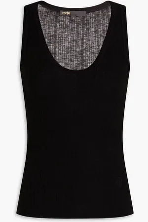 Maje Lyocell and wool-blend ribbed jersey tank - - 3