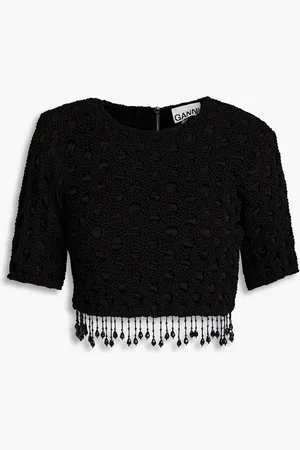 Ganni Cropped beaded crochet top - - DE 40