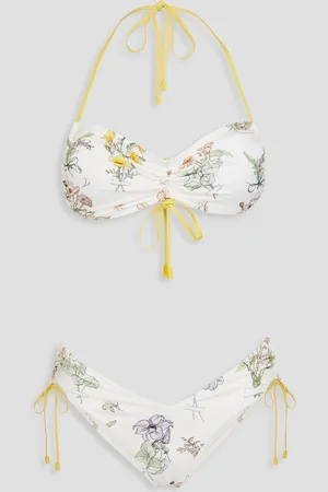 ZIMMERMANN Ruched floral-print bandeau bikini - - 0