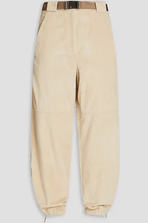 Brunello Cucinelli Belted cropped cotton-corduroy tapered pants - White - IT 48