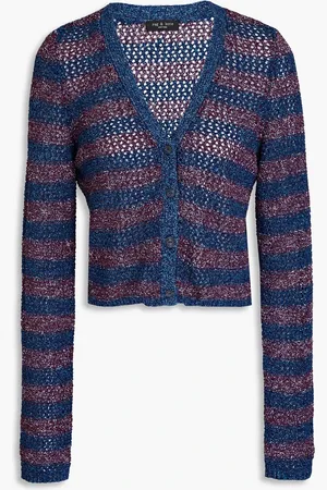 RAG&BONE Cropped striped open-knit cardigan - Blue - M