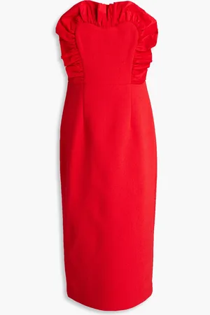 Rebecca Vallance Strapless ruffle-trimmed crepe midi dress - - UK 14