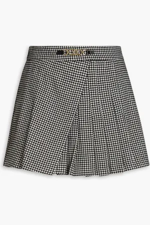 Maje Skirt-effect houndstooth wool-blend tweed shorts - - FR 40