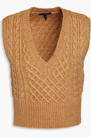 RAG&BONE Elizabeth cable-knit wool, cotton and alpaca-blend vest - Brown - S