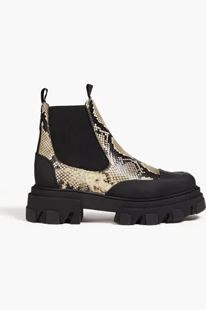 Ganni Croc-effect leather Chelsea boots - Neutral - EU 37