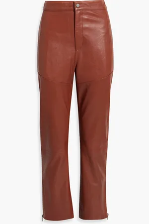 Sosandar Red Leather Straight Leg Trousers