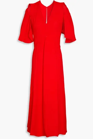 Victoria Beckham Cold-shoulder cutout crepe midi dress - Red - UK 6
