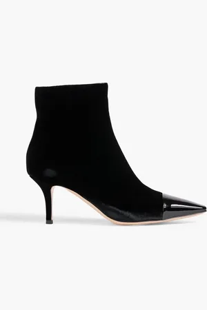 Gianvito Rossi Lucy patent leather-trimmed velvet ankle boots - - EU 37