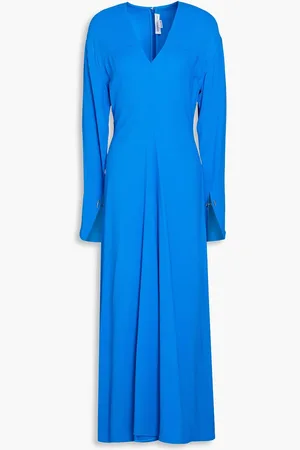 Victoria Beckham Pleated crepe midi dress - Blue - UK 6