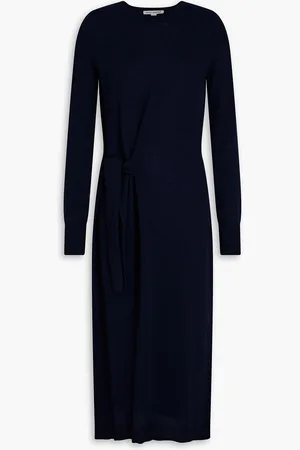 AUTUMN CASHMERE Belted cashmere midi dress - Blue - L