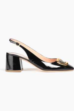 Rupert Sanderson Embellished patent-leather slingback pumps - - EU 37